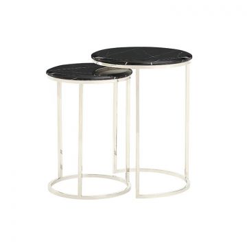 BOLOGNA BIJZETTAFEL | Ø45X58 CM ZWART MARMER 1022 2-DELIG