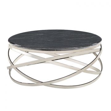 TRENTO SALONTAFEL | Ø100X42CM ZWART MARMER 1022