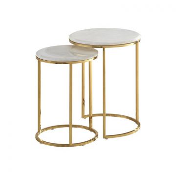 BOLOGNA BIJZETTAFEL GOUD 45*58CM MARMER 928  2-DLG