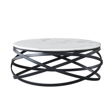 TRENTO SALONTAFEL MAT ZWART | Ø100X42 CM MARMER 757-1