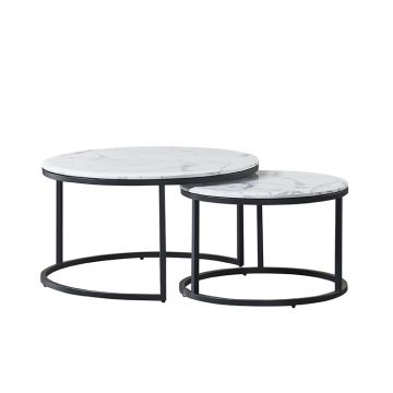 MESSINA SALONTAFEL MAT ZWART | Ø80X42 CM MARMER 757-1 2-DLG