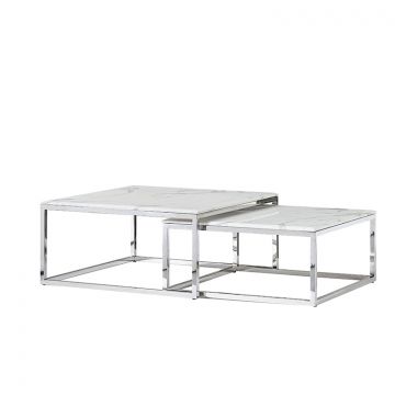 GENUA COUCHTISCH | 90X90X42 CM MARMOR 757-1 2-TEILIG