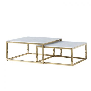 GENUA COUCHTISCH GOLD | 90X90X42 CM MARMOR 928 2-TEILIG