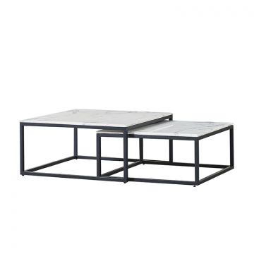 GENUA COUCHTISCH MATT SCHWARZ | 90X90X42 CM MARMOR 757 2-TLG