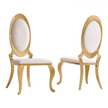 GENOVA EETKAMERSTOEL GOUD | CREME STOF VELU01A