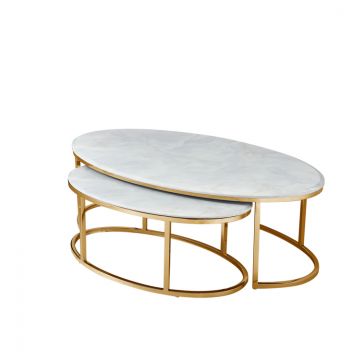 MARSALA COUCHTISCH SET GOLD | 130X70X42 CM MARMOR 928