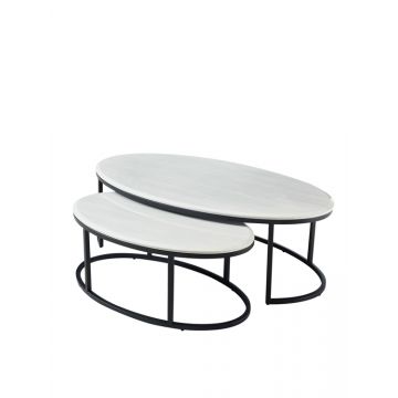 MARSALA COUCHTISCH SET SCHWARZ | 130X70X42 CM MARMOR 576-1