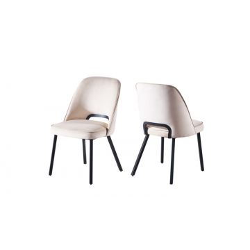PESARO EETKAMERSTOEL MAT ZWART | TAUPE STOF MJ11-8