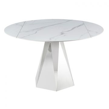 BARLETTA DINNER TABLE SILVER | Ø86/130X76 CM CERAMIC CW002