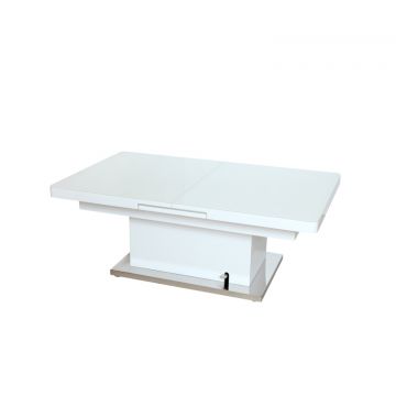 FERMO COUCHTISCH SILBER | 130/163X50/79X80 CM WEIß GLAS