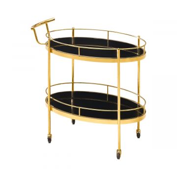 MANTOVA SERVEERWAGEN GOUD | 85X47X85 CM ZWART GLAS