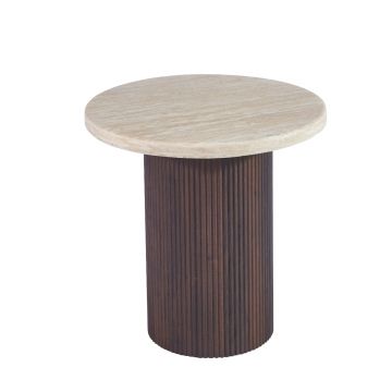PATERNO BIJZETTAFEL BRUIN | Ø55X55 CM TRAVERTINE