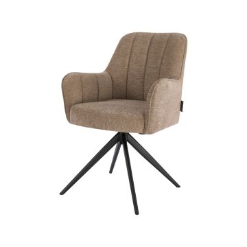 AVOLA EETKAMERSTOEL ZWART | LICHTBRUIN STOF OC410