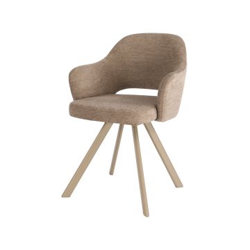 DORIA DINING CHAIR BEIGE | LIGHT BROWN FABRIC OC410