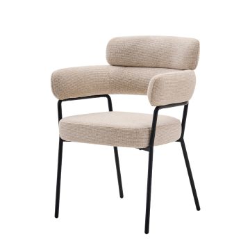 AREZZO EETKAMERSTOEL ZWART | CREME STOF Q52-02