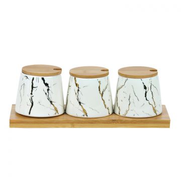 BRICARD KRUIDENSET 3-DELIG WIT + BAMBOO DIENBLAD