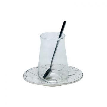 BRICARD MARMER TEA SET | WHITE - SILVER 18-PIECE