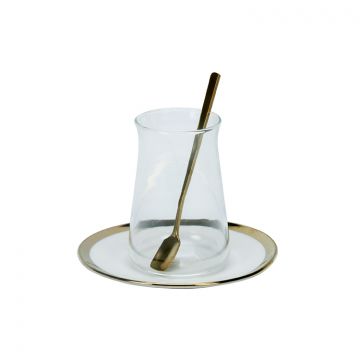BRICARD EVRY TEA SET | WHITE - GOLD 18-PIECE
