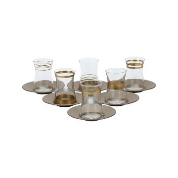 BRICARD LINES TEA GLASS SET | GOLD 12-PIECE
