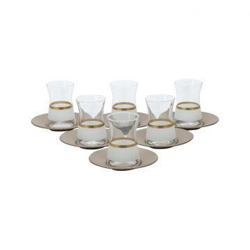 BRICARD LINES TEA GLASS SET | WHIT-GOLD 12-PIECE