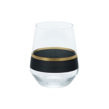 BRICARD LINES WASSERGLÄSER SET | SCHWARZ-GOLD 6-TEILIG