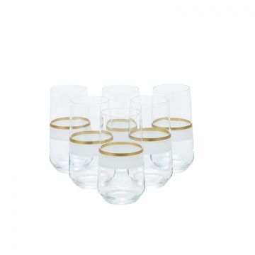 BRICARD LINES LONGDRINKGLÄSER SET | WEISS-GOLD 6-TEILIG