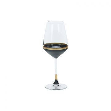 BRICARD LINES WINE GLASSES SET | BLACK-GOLD 6-PIECE