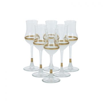 BRICARD LINES LIKÖRGLÄSER SET | WEISS-GOLD 6-TEILIG