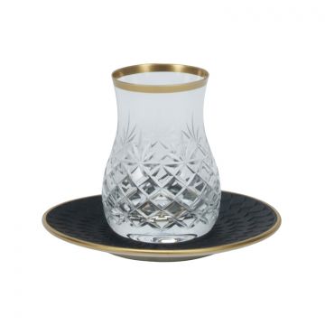 BRICARD MAGNOLIA TEA GLASSES SET | BLACK 12-PIECE