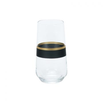 BRICARD LINES LONGDRINKGLÄSER SET | SCHWARZ-GOLD 6-TEILIG