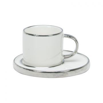 BRICARD ESPRESSO SET 2877 12/S-2 | WHITE - SILVER 12-PIECE