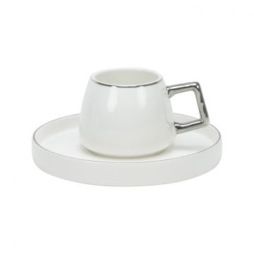 BRICARD ESPRESSO SET 2999 12/S-2 | WEISS - SILBER 12-TEILIG