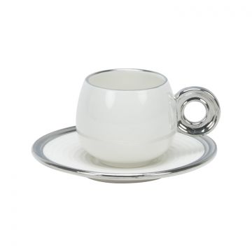 BRICARD ESPRESSO SET 2961 12/S-2 | WEISS - SILBER 12-TEILIG