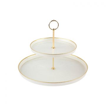 BRICARD REXY ETAGERE 2-SCHICHT | 21 - 32 CM PERLE WEISS-GOLD