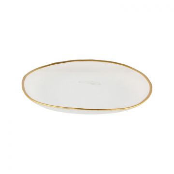 BRICARD KRONOS PLATE | 21 CM FROSTED WHITE-GOLD  6-PIECES