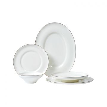 BRICARD MACON GESCHIRR SET | WEISS-GOLD 25-TEILIG