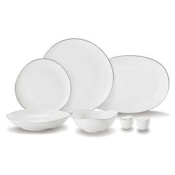 BRICARD MELUN GESCHIRR SET | WEISS-SILBER 27-TEILIG