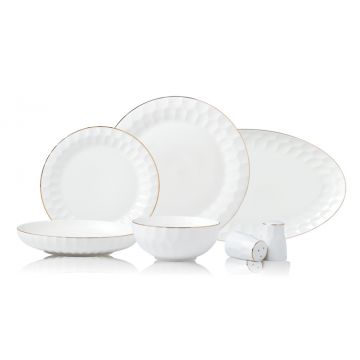 BRICARD MURET GESCHIRR SET | WEISS-GOLD 27-TEILIG