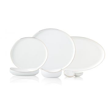 BRICARD RODEZ GESCHIRR SET | WEISS-GOLD 27-TEILIG