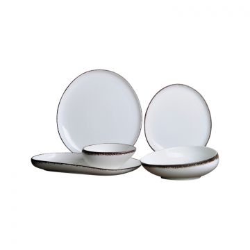 BRICARD ROYAN GESCHIRR SET | WEISS-BRAUN 25-TEILIG