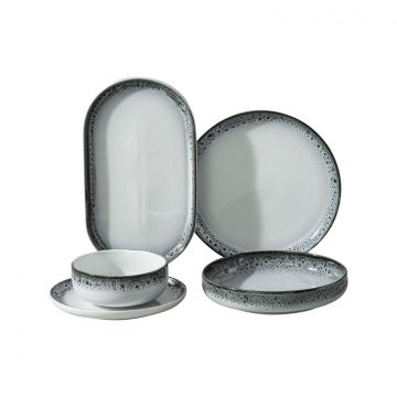 BRICARD PAU GESCHIRR SET | WEISS-SCHWARZ 25-TEILIG