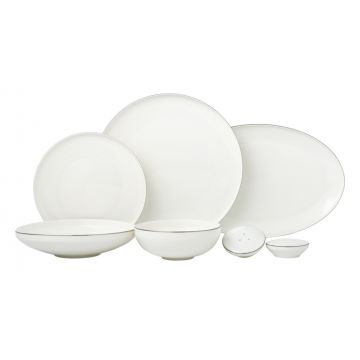 BRICARD CANET GESCHIRR SET | WEISS-SILBER 27-TEILIG