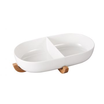 BRICARD LOIRE DISH | 40,4X22,0X7,7 CM WHITE - BAMBOO