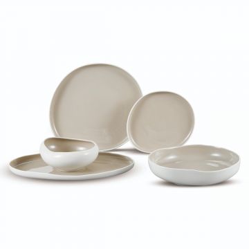 BRICARD BARLES DINNER SET | WIT-TAUPE 25-DELIG