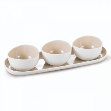 BRICARD COLMAR SCHAALTJESSET | WIT-TAUPE 4-DELIG