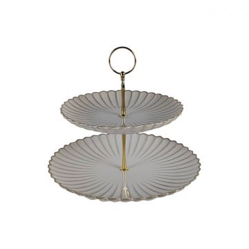 BRICARD PARIS SERVING STAND 2-LAYER | 20-27 CM WHITE-GOLD