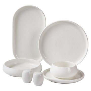 BRICARD ARAGON DINNER SET | WIT RELIËF 27-DELIG