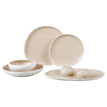 BRICARD BARLES STONE GESCHIRR SET | WEIß-TAUP 27-TEILIG