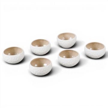 BRICARD BARLES STONE BOWL SET | Ø8,5X4 CM WHITE-TAUPE 6-PC