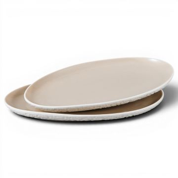BRICARD BARLES STONE DISH SET | 23X14X2 CM WHITE-TAUPE 2-PC